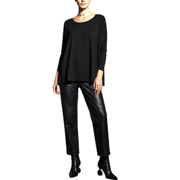 Elisa C Rossow Montreal designer minimalist black 3/4 sleeve old money top S - Picture 2 of 14
